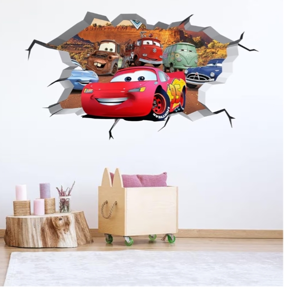 New 3D Wall Break Cars Wall Decals